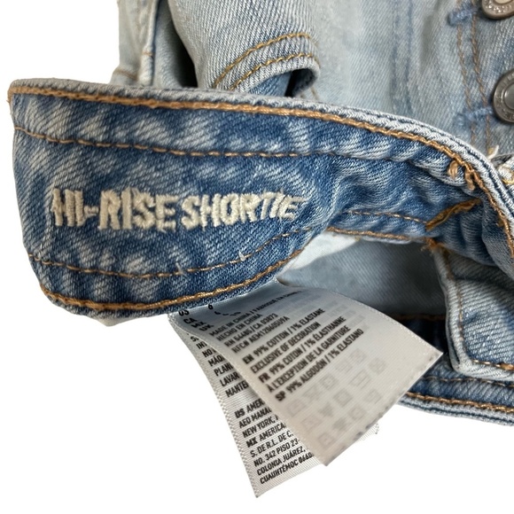 AMERICAN EAGLE OUTFITTERS Hi Rise SHORTIE Button Fly Distressed Jean Shorts sz 6 - Picture 15 of 15